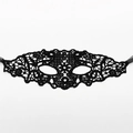 Elegant black lace masquerade mask with intricate embroidery and floral patterns - Hook Eyebrow (A-19)