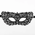 Elegant black double-layered lace masquerade eye mask with intricate floral hollow-out patterns - Flat Head (A-12)