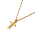 Collana classica con ciondolo a croce dorata con catena a scatola da donna in titanio - Oro