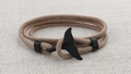 Detail of nautical multi-strand beige woven rope bracelet with black whale tail buckle - Black Whale Tail Buckle / Khaki