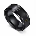 Smart temperature sensing black stainless steel ring for men with digital display - US 6 / Black