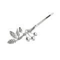 Silver metal tulip leaf hair clip with berry charms on a clean white background - Silver