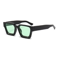 Gafas de sol cuadradas con montura negra gruesa y lentes verde claro de estilo retro - Marco Negro Brillante Lente Verde