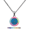 Collar colgante de signo de paz luminoso con esmalte colorido y cuentas de cambio de color - Collar de Signo de la Paz Luminoso con Cambio de Color