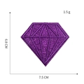 Dettaglio toppa a diamante con glitter viola e ricamo con misure di 7.5x6.8cm - Diamante 6# / Viola