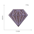 Detail view of purple sequin diamond embroidery patch with 7.5x6.8cm size measurements - Deep purple