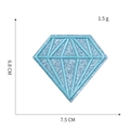 Toppa ricamata a diamante azzurra, dimensioni 7,5x6,8cm, con trama di tessuto glitter - Diamante 9# / Celeste