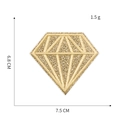 Golden diamond-shaped embroidered patch with glitter texture measuring 7.5x6.8 cm - Gold