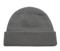 Detailed view of dark grey knitted beanie featuring thick vertical stripe texture - Dark Gray