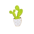 Green enamel cactus pin in white polka dot pot with gold metallic plating edges - Green Cactus Gold Polka Dot White Pot (Style 3)