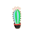 Enamel cactus pin with golden metal base featuring vibrant green and pink colors - Multicolor Cactus (Style 1)