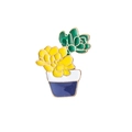 Enamel succulent potted plant brooch with green leaves and white blue base - Green Yellow Succulent White Blue Pot (Style 6)