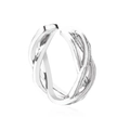 Minimalist silver twist crossover ear cuff with high-polished metallic finish - Braided Crossed Style (11617)