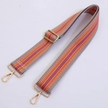 Adjustable woven shoulder strap featuring orange and blue geometric stripe pattern - Gold Hardware Style 03