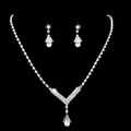 Parure collana e orecchini a goccia in argento con cristalli su sfondo nero - Set da 2 Pezzi Orecchini a Bottone 672
