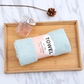 Soft mint blue coral fleece face towel rolled with decorative pink paper sleeve - 35*75cm / Bean Green
