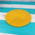 Japanese style yellow knitted beret for women with a warm and breathable texture - M (56-58cm) / Turmeric