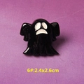 Detailed macro view of 2.4x2.6cm black ghost resin charm for DIY Halloween crafts - Style 6 Black Ghost