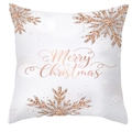 Housse de coussin Noël blanche avec flocons pailletés or rose et texte Merry Christmas - 45x45 cm / DRD357-6/Joyeux Noël Manuscrit