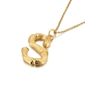Collana con pendente a lettera S con trama a bambù in acciaio al titanio dorato - Ciondolo Lettera S (KP82115-KHX)