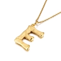 Collana in acciaio al titanio dorato con ciondolo lettera E trama bambù su catena O - Ciondolo Lettera E (KP82101-KHX)