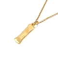 Collana in acciaio al titanio dorato con ciondolo a lettera con trama stile bambù - Ciondolo Lettera I (KP82105-KHX)