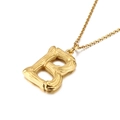Collana in acciaio al titanio dorato con ciondolo lettera B e trama di bambù - Ciondolo Lettera B (KP82098-KHX)