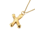 Collana con pendente lettera X dorata trama bambù in acciaio al titanio su bianco - Ciondolo Lettera X (KP82120-KHX)