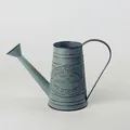 Light blue vintage style metal watering can with 1957 rustic finish for home decor - Style B