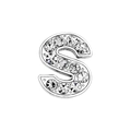 DIY silver alphabet letter S charm with white rhinestones for slide bracelets - Letter-S / Chrome