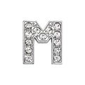 DIY chrome silver letter M slider charm with clear crystals for jewelry making - Letter-M / Chrome