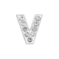 Silver letter V DIY slider charm with sparkling white crystals for jewelry making - Letter-V / Chrome