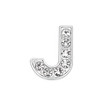 Silver letter J charm pendant with sparkling cubic zirconia stones for DIY jewelry - Letter-J / Chrome
