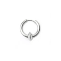 Hip hop style silver stainless steel hoop earring with a sharp cone pendant for men - Silver Spike Pendant Hoop (E2112-10#J)