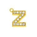 Golden letter Z pendant with clear rhinestones for personalized DIY jewelry making - 15mm Gold Rhinestone Letter Z Pendant