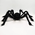 75cm Halloween plush spider prop with scary red eyes and flexible black hairy legs - 75cm Black Plush Spider