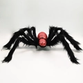 Giant black and red plush spider Halloween decoration with red sequin body and hairy legs - 75cm Red Spider