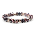 Natur-Amethyst-Armband für Damen mit facettierten Perlen und roségoldenen Details auf Weiß - Dunkles Irisierendes Violett/Roségold