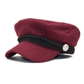Casquette gavroche bordeaux tendance avec corde tressée noire et décoration bouton ancre - M (56-58cm) / Rouge