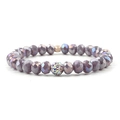Bracciale di perline con cristalli sfaccettati viola e una sfera centrale in strass - Sfera di Strass Viola