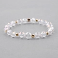 Faceted natural amethyst crystal beads bracelet with gold metallic spacers for women - Clear Gold