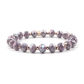 Faceted lavender crystal bead bracelet with rose gold spacers on white background - Lavender Purple AB