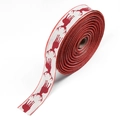 Cinta navideña de lino sintético de 6,3 cm con renos rojos y motivos festivos - Estampado de Reno / 6.3cm de Ancho