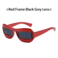 Cat eye sunglasses with bold red frame and black grey lenses for retro hip-hop style - Red Frame Dark Grey Lens