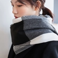 Classic black, white and grey plaid scarf made of thick warm faux cashmere for winter - 70*180cm / Black and White Plaid