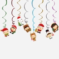 Dettaglio di spirali natalizie colorate con Babbo Natale e personaggi dei cartoni animati - Stile Pupazzo di Neve Z-24