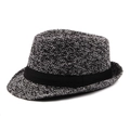 Classic black and white houndstooth fedora hat with a black decorative ribbon band - 56-58cm / Mixed Color Black