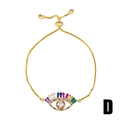 Adjustable golden evil eye bracelet with colorful cubic zirconia and slider box chain - Gold/Radiant Multi-color Zircon
