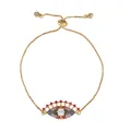 Bracciale regolabile Evil Eye in oro con zirconi colorati e catena box raffinata - brb66-C Malocchio Colorato