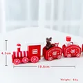 Red wooden Christmas train toy with mini bear and snowman, 19.8cm long holiday ornament - Style E 19.8cm